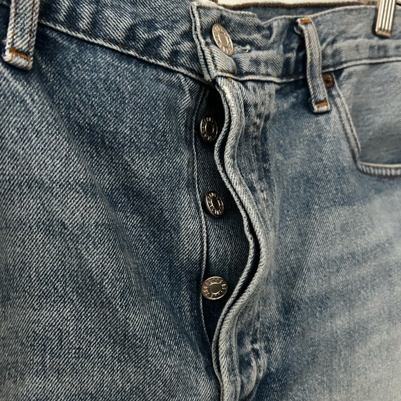 Agolde Size 32 Blue Jean Cut Off Denim Button Fly Shorts - Picture 5 of 7